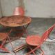 Sheet metal table and chairs
