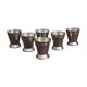 Set 6 coquetiers or Art Deco liquor cups in silver metal