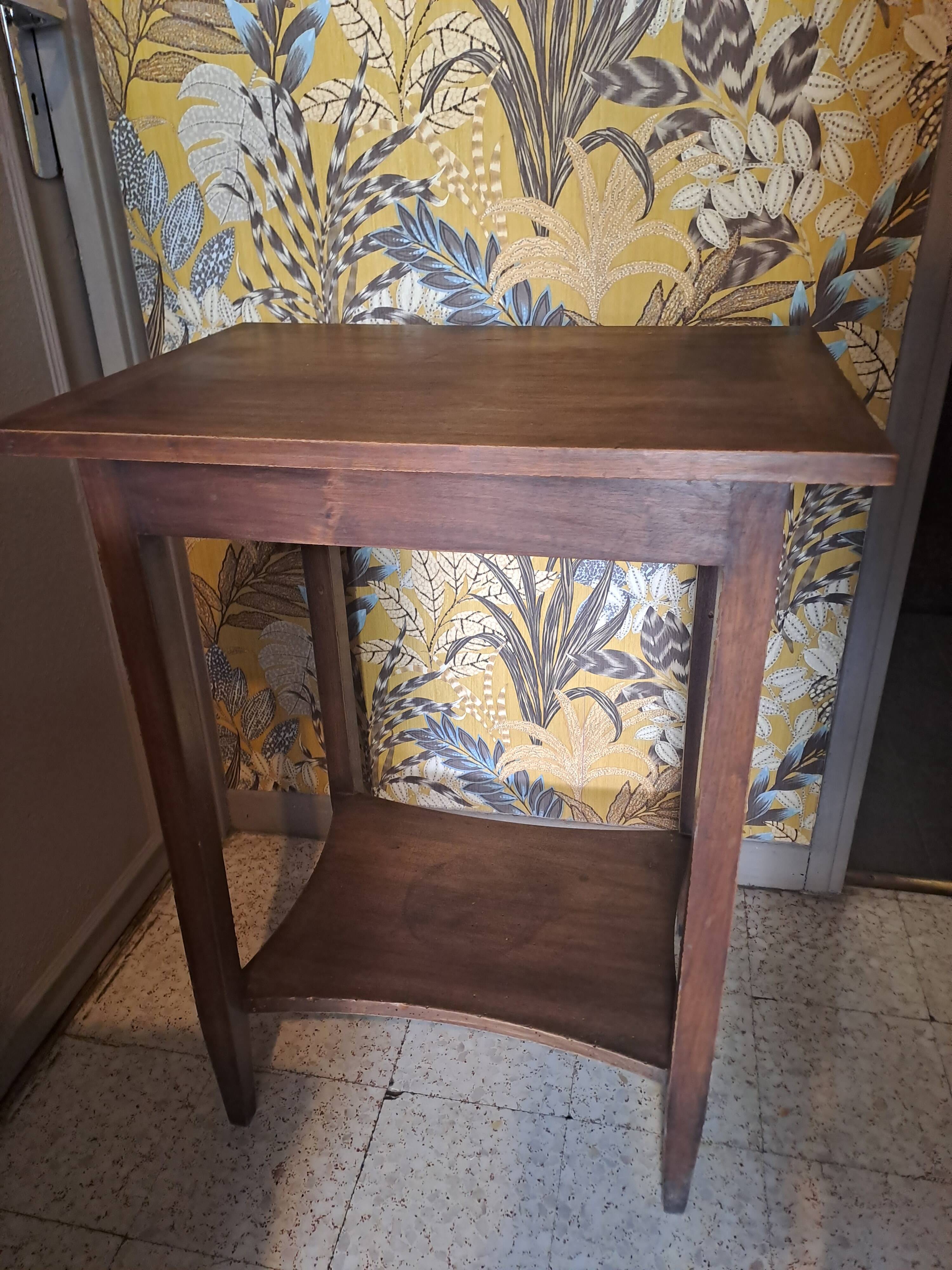 Vintage wood console side table with flap, Art Deco style