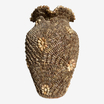 Vase coquillage des années 70 vintage sablé