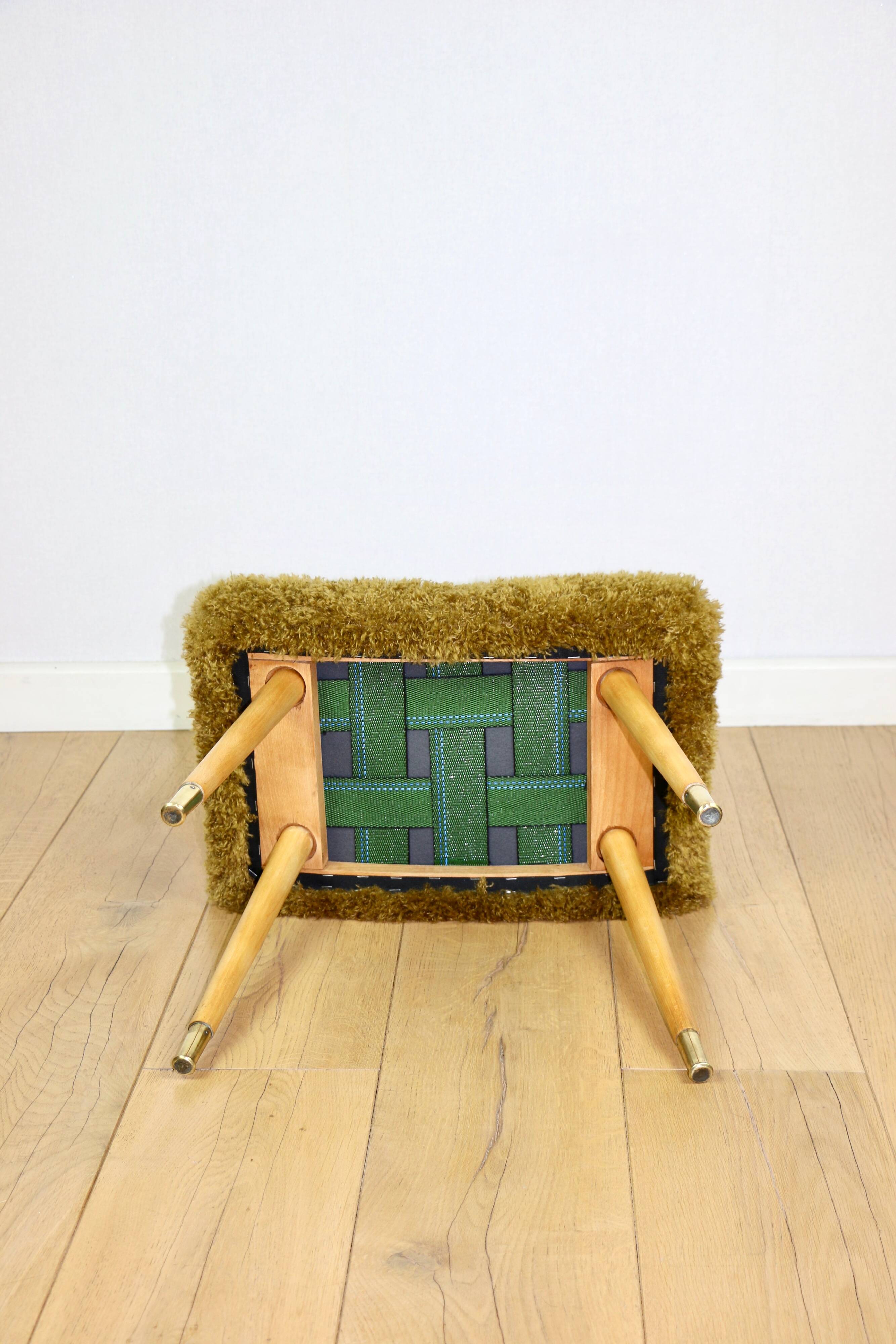 Edmund Homa stool high seat khaki / olive - golded beech legs