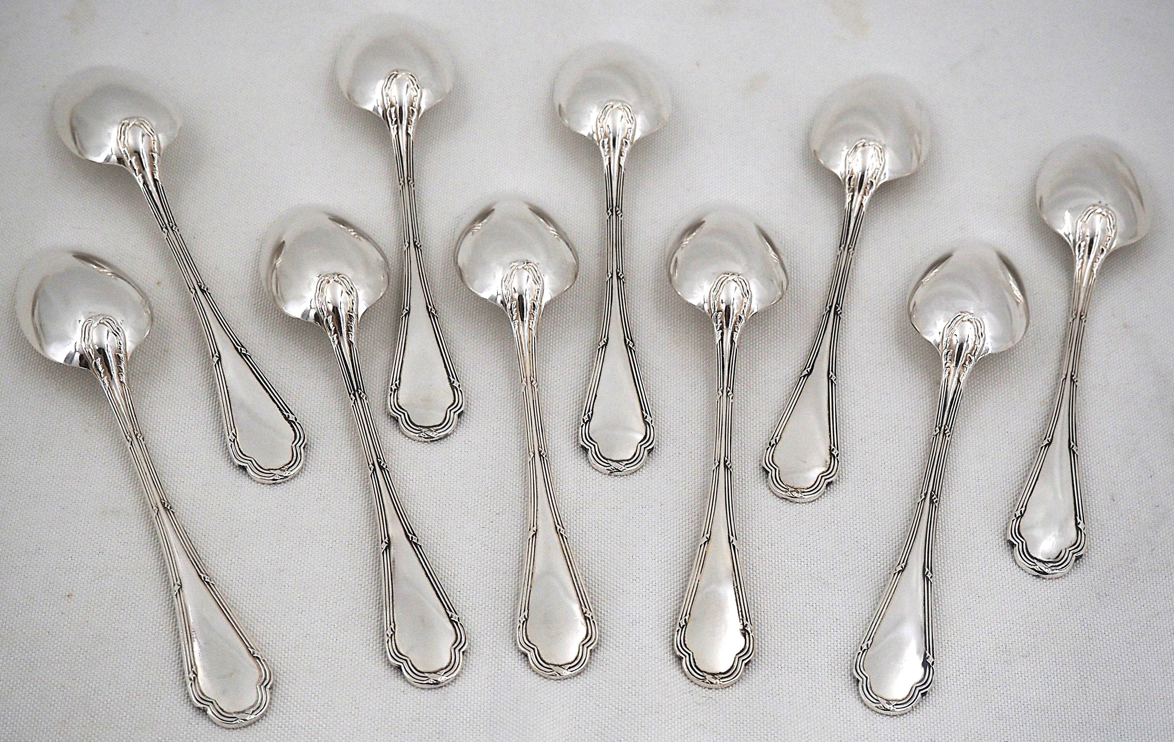 Share Ercuis Trianon 10 dessert spoons, silver-plated, 17.5 cm, e