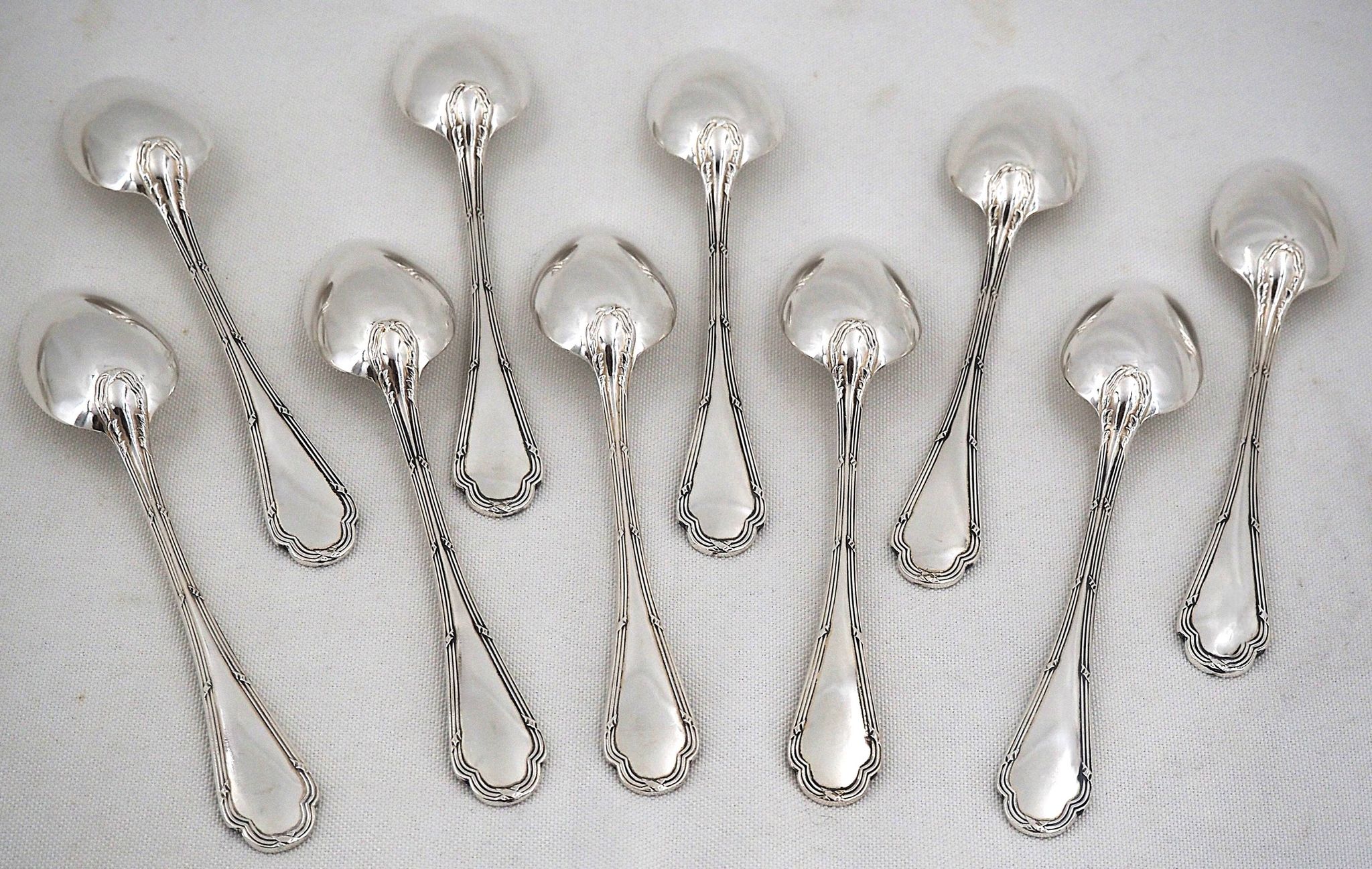 10 cuillères à entremets, métal argenté, 17,5 cm, Ercuis Trianon