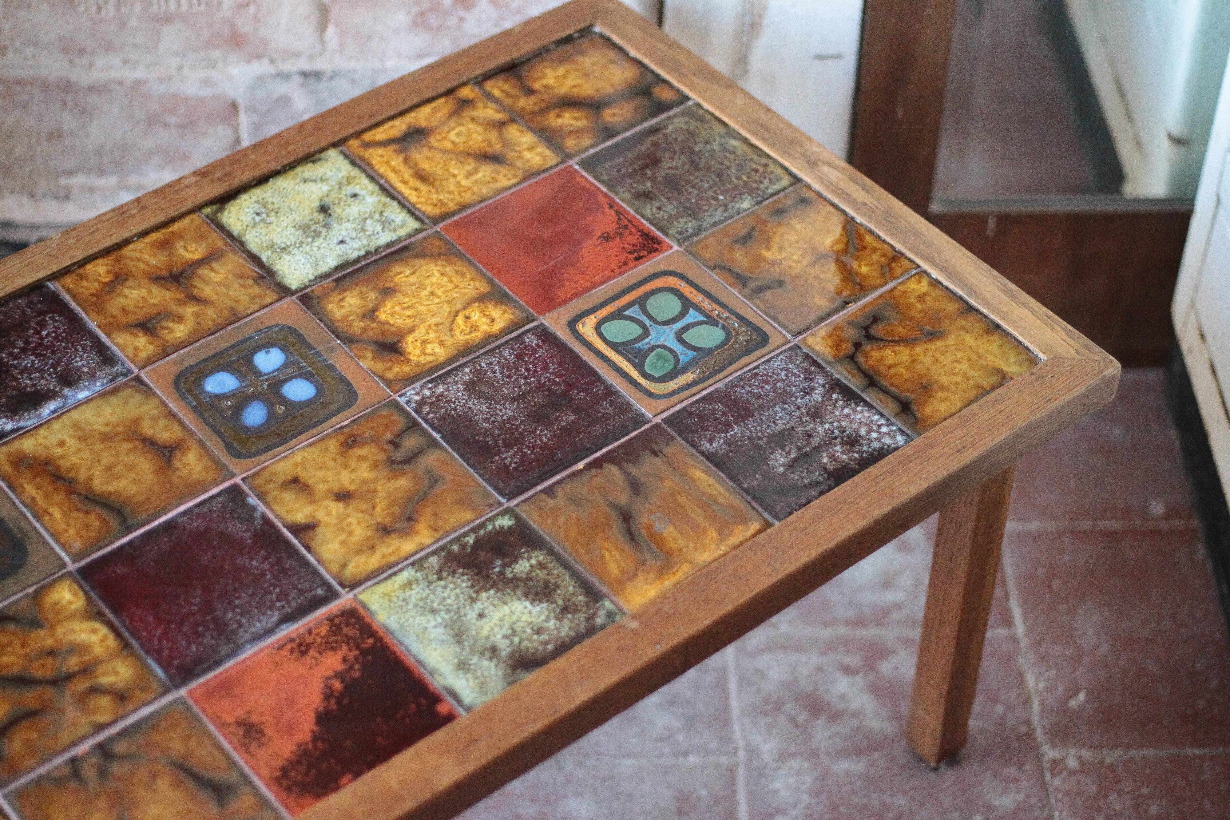 1960s geometric tiled brutalist coffee table by Jean Gregorieff