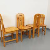 Set of 4 vintage pine chairs from the 70s and 80s