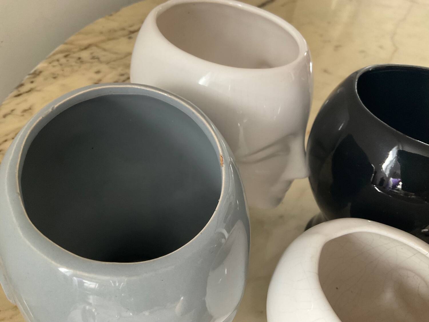 Series of 4 vintage ceramic head vases from the 70s and 80s