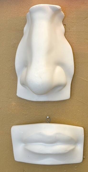 Nose and mouth in plaster of David by Michelangelo