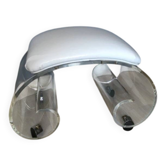 Vintage Lucite Rolling Bench – Scrolled Acrylic