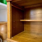 Dark wood display case 4 compartments and 1 drawer