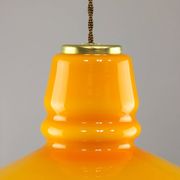 Mid-Century Italian Yellow Glass and Brass Pendant Lamp