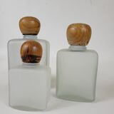 Set of 3 vintage frosted glass bottles