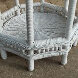 ROUND COFFEE TABLE IN WHITE RATTAN