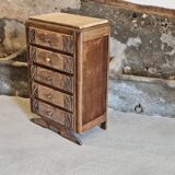 Art Deco wooden chest of drawers with 5 drawers