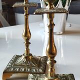 Paire de bougeoirs flambeaux antiques, style rocaille/baroque, XIXème