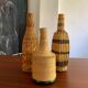 Trio de bouteilles vintage corde et osier