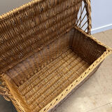 Vintage rattan wicker chest bench