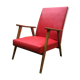 Pair of Scandinavian-style armchairs wood and red skai