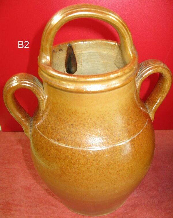 Poterie cruche jarre anciennne grès vernissé