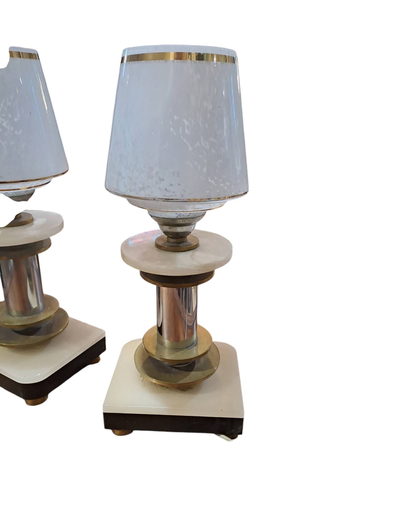 pair of art eco / onyx and Murano glass bedside tables