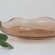 Round pink glass dish, empty pocket or salad bowl, molded glass, art deco