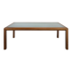 Grande table de repas en verre et merisier
