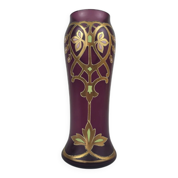 Art Nouveau vase in enamelled glass, Bohemia, 1900-1910
