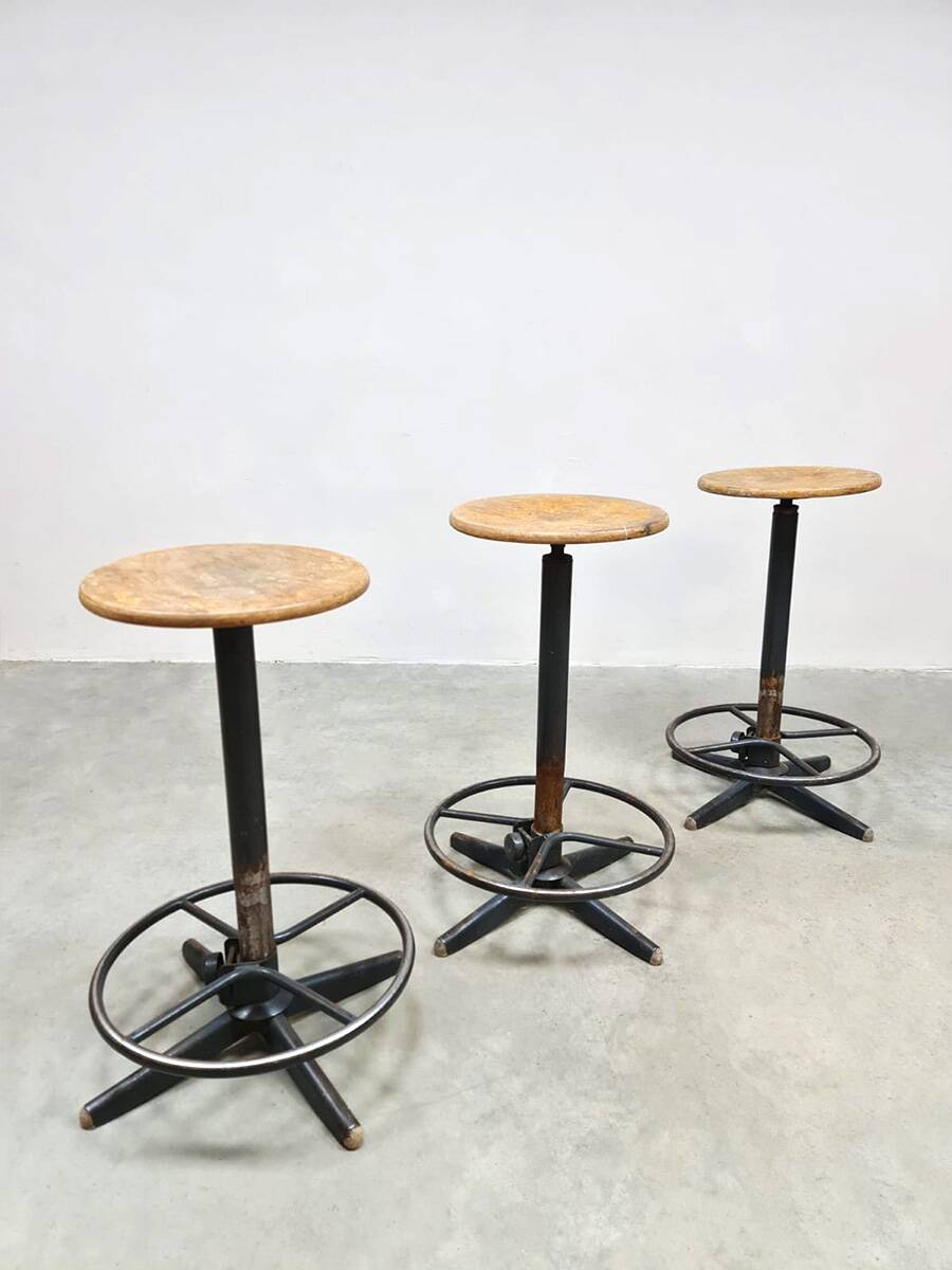 French vintage Industrial barstools