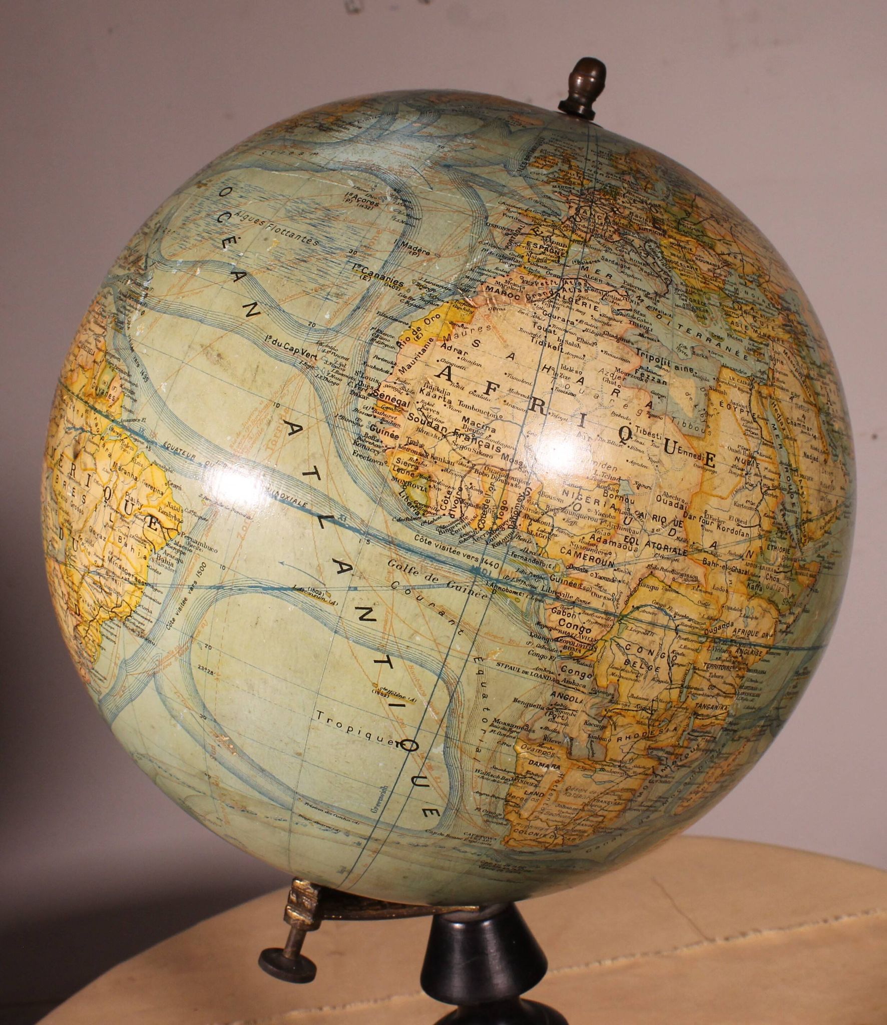 Terrestrial globe by J. Forest from the early 20th century