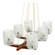 Beautiful 6-armed Scandinavian 1960s ceiling lamp made of teak and with gla