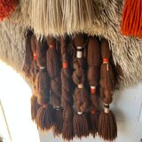 Handmade woven wool wall tapestry from the 70s and 80s, vintage macramé.