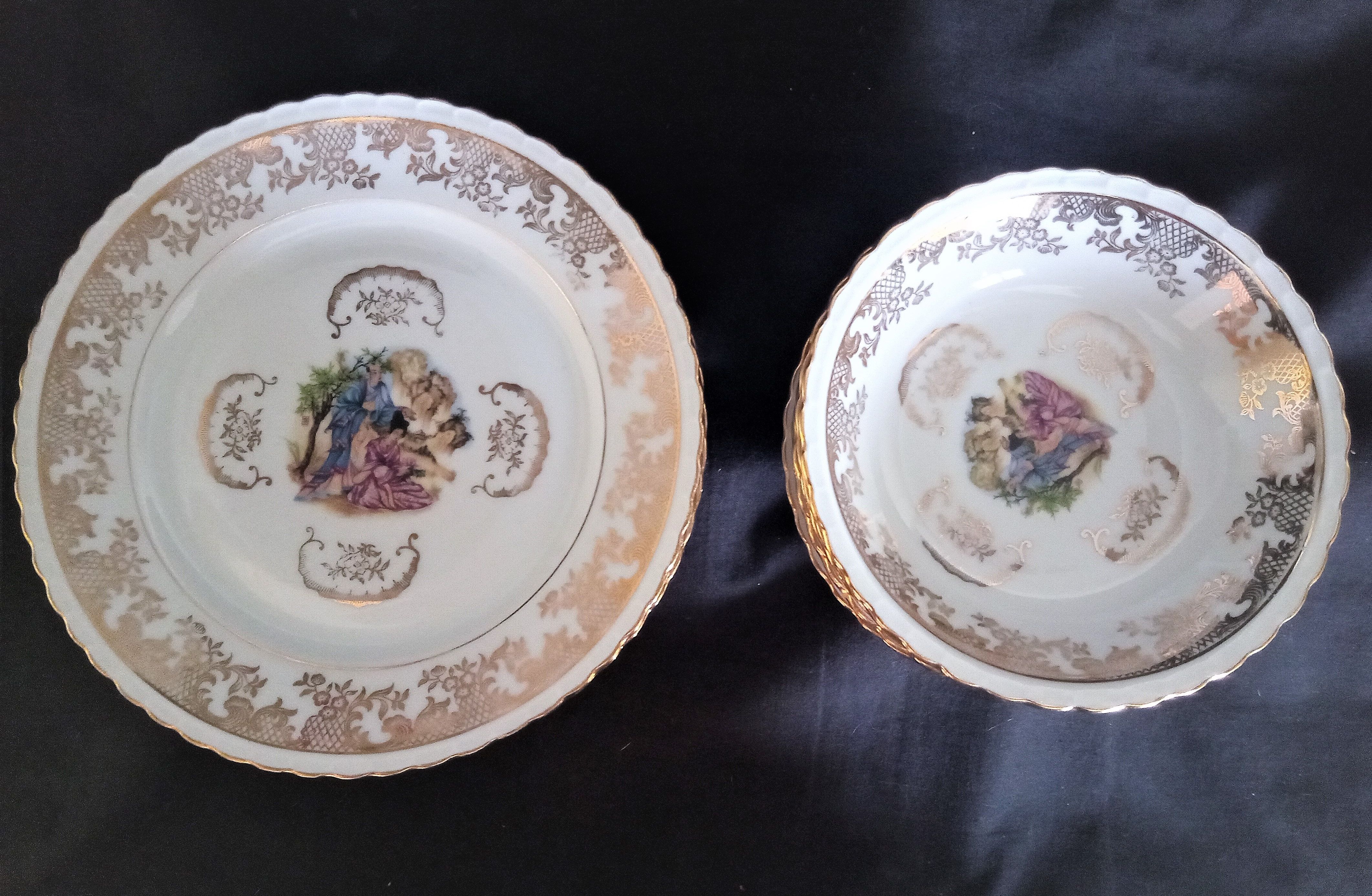 Set of 13 plates with Japanese motifs in real Limoges porcelain