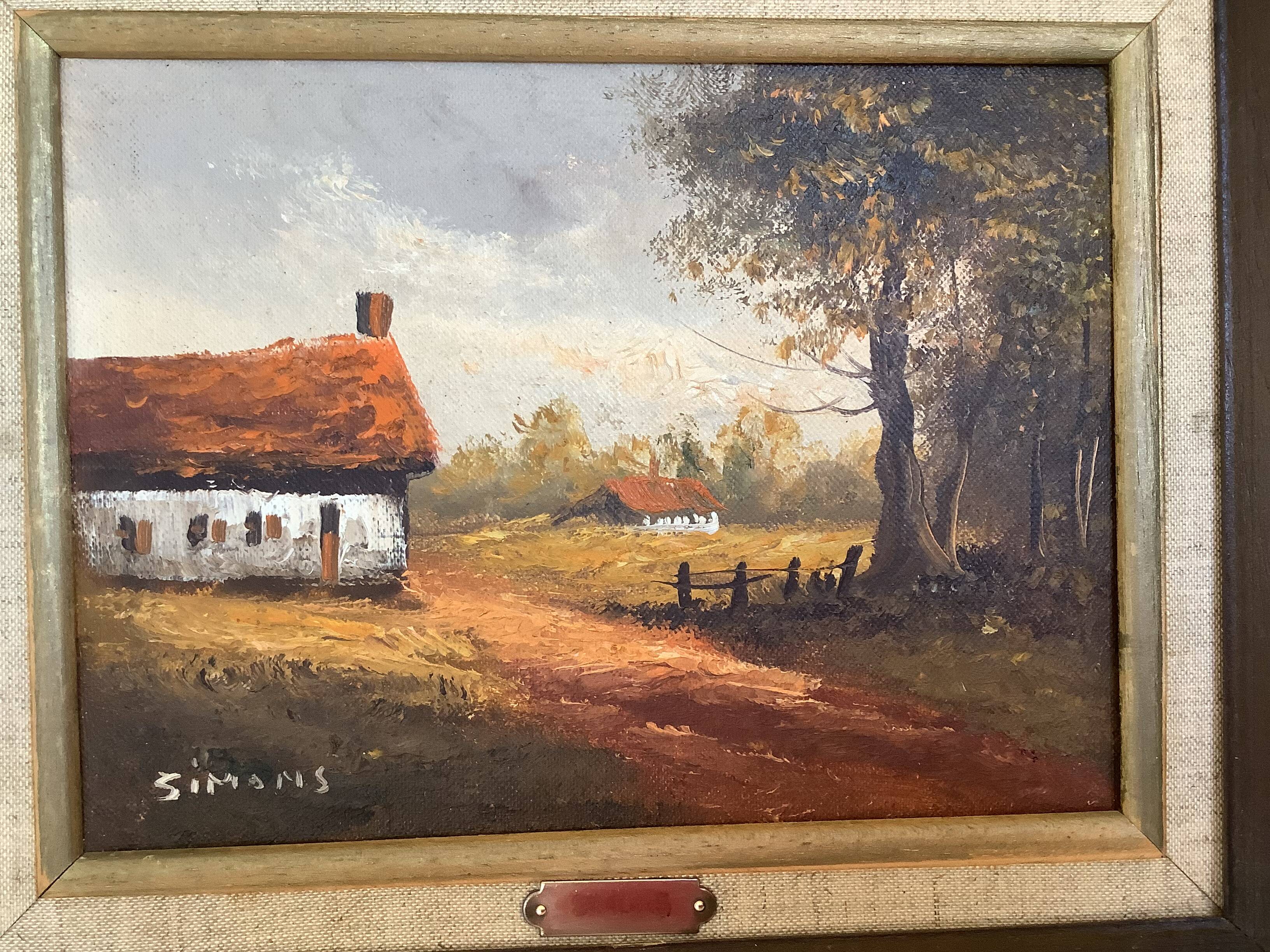 Countryside landscape painting oil on canvas signed