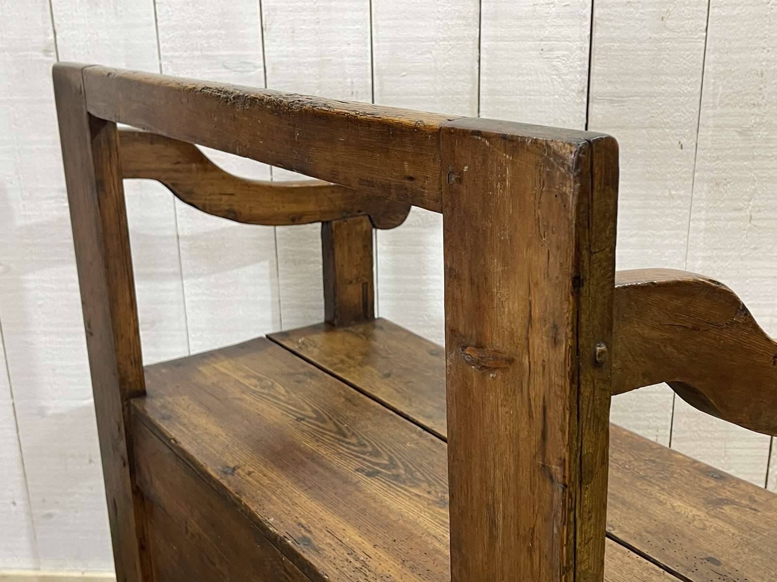 19th century fir fireplace bench