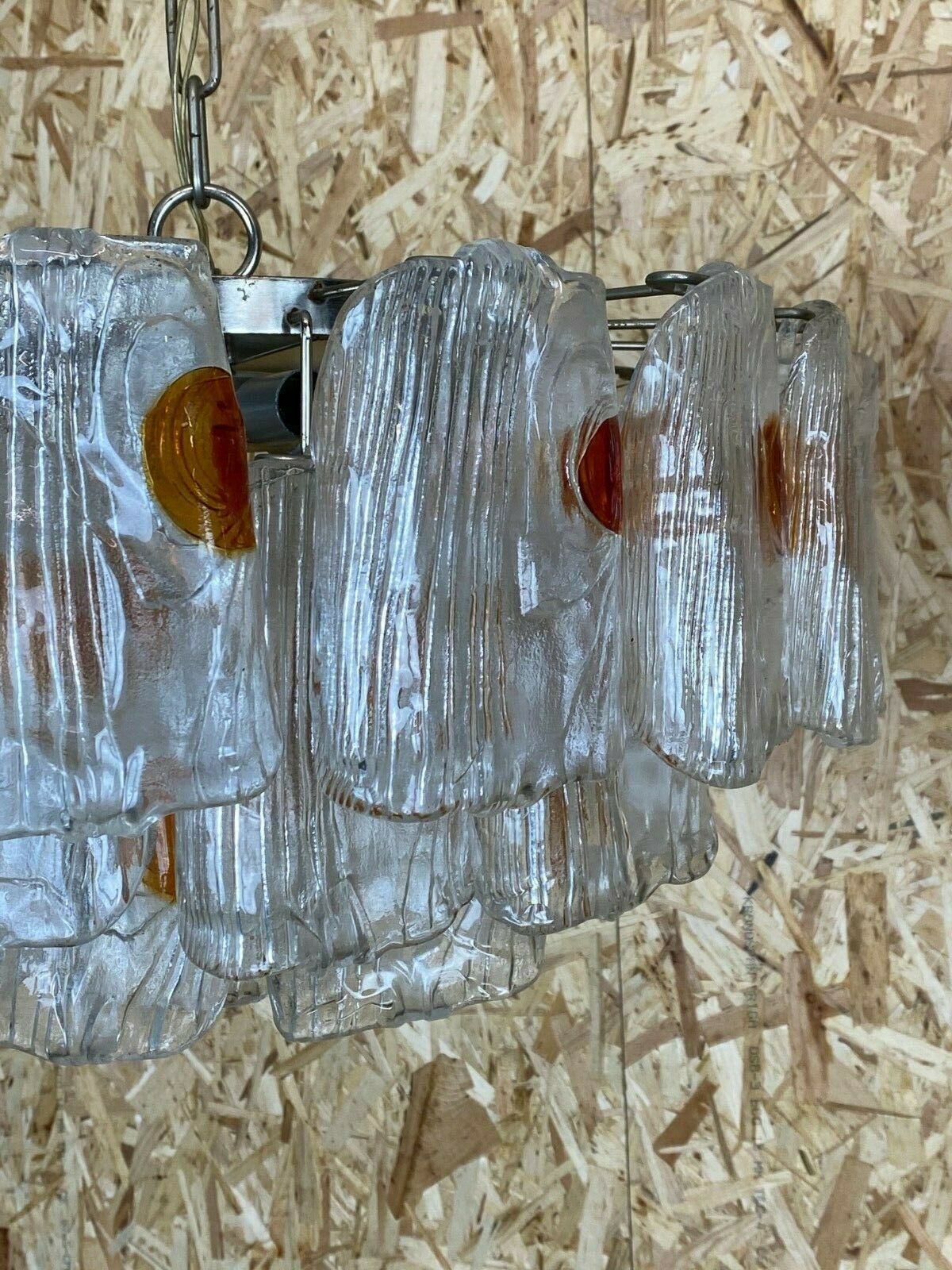 XL 60s 70s Murano Glass Chrome Chandelier Chandelier Glass Space Age 60s v