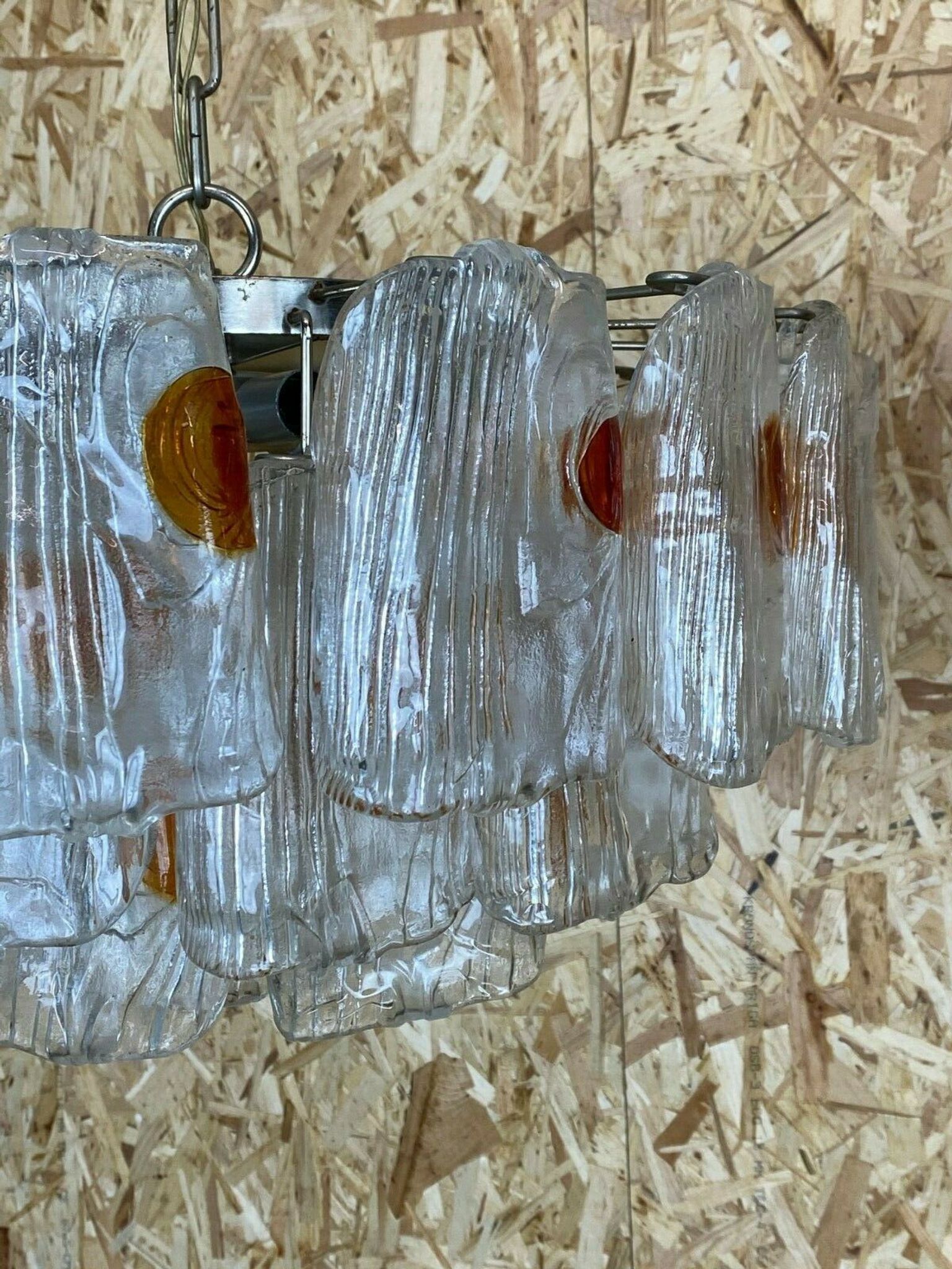 XL 60s 70s Murano Glass Chrome Chandelier Chandelier Glass Space Age 60s v