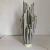 Lampe vintage 1970 Athéna Georgia Jacob drapée gris souris - 50 cm