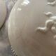 Small porcelain soup tureen with bamboo patterns.