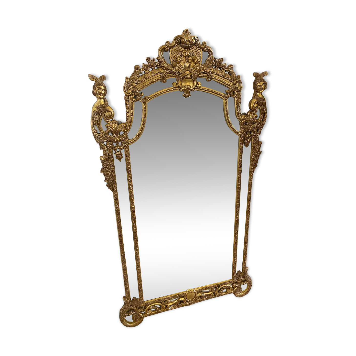 Important antique mirror in carved and gilded wood – Napoleon III style
