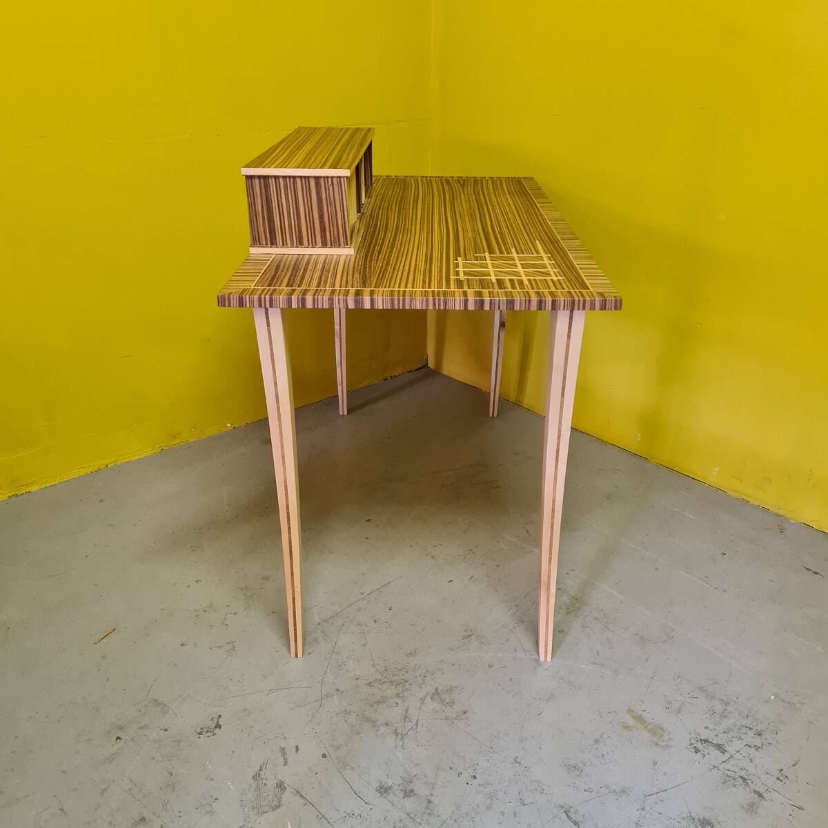 Design Desk Veneered With Zebra Wood, Circa 1980s/90s