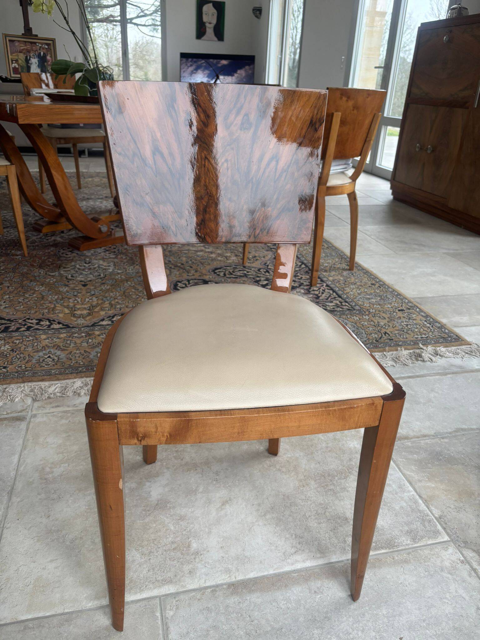 Set of 6 Art Deco elm burl chairs – 1930s – Excellent condition