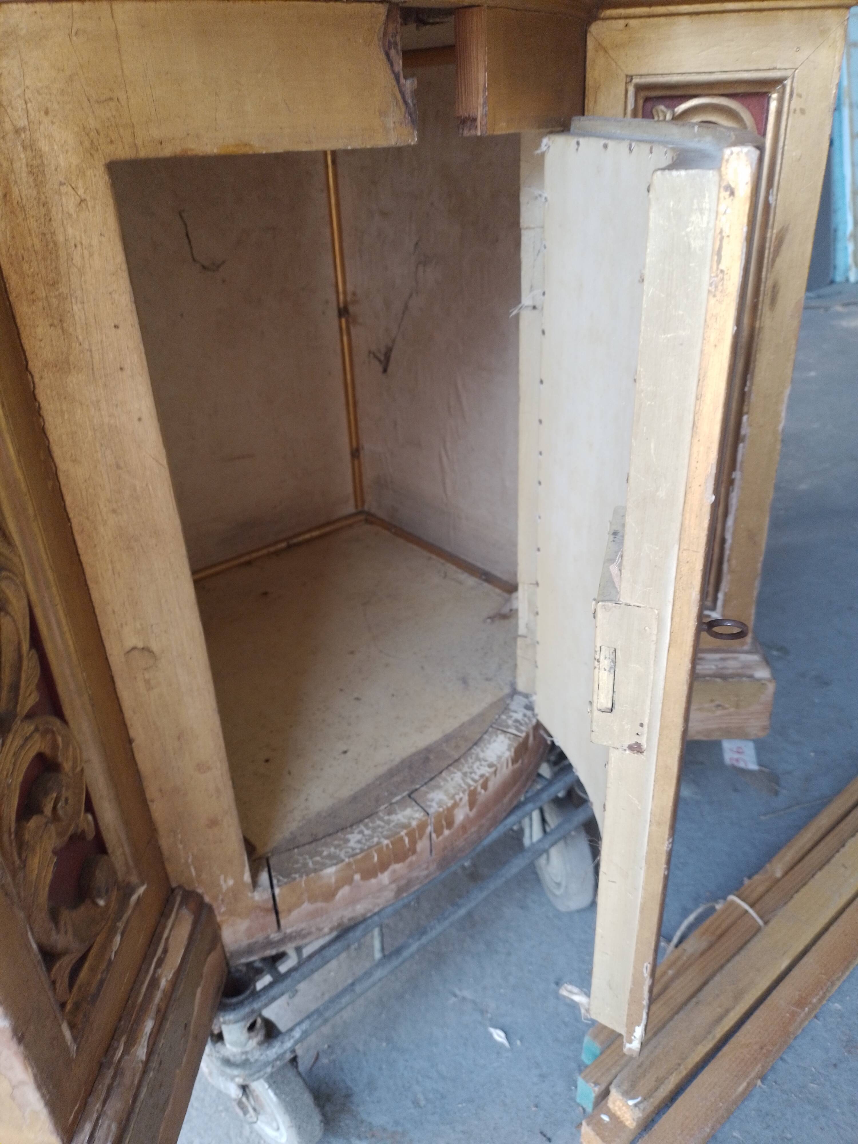 Superb early 19th century church tabernacle in gilded stuccoed wood