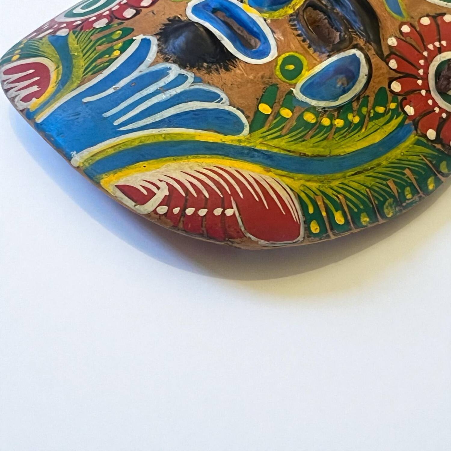 Mexican mask in colored terracotta, 1970s, Mexican