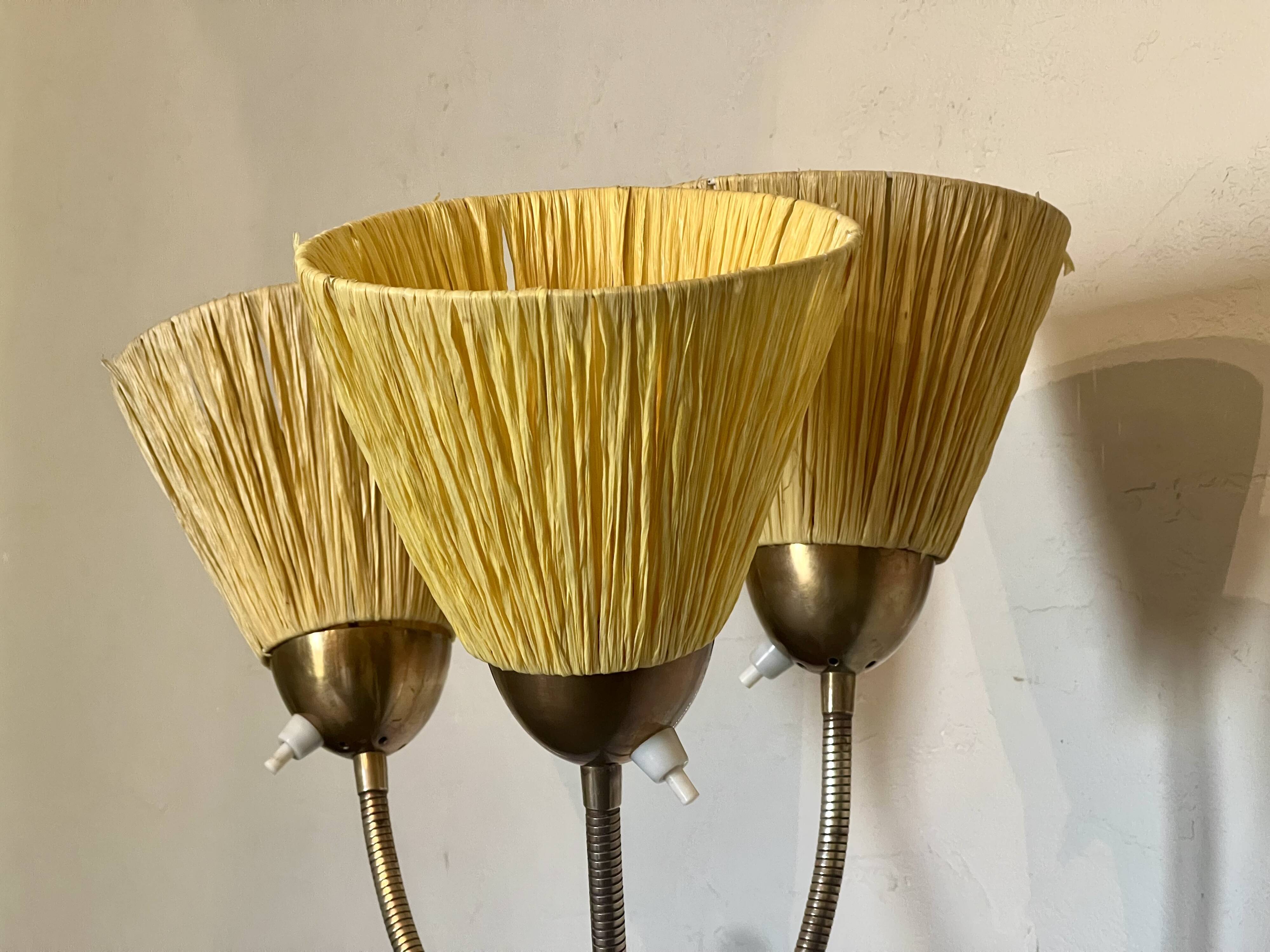 Vintage 1950s floor lamp with 3 flexible lights