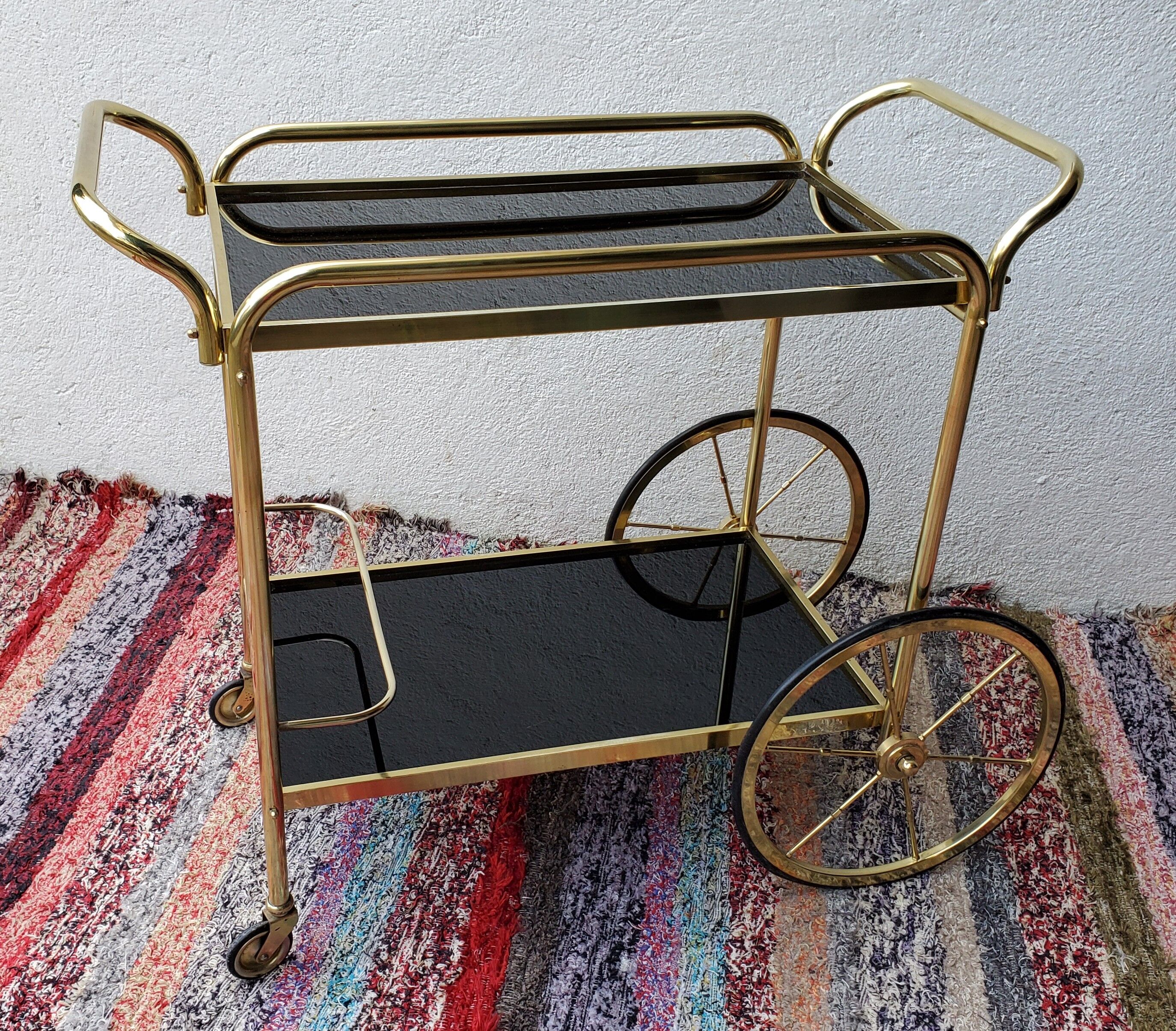 Brass and glass dessert, 60s