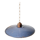 Old industrial pendant light in blue/grey enamelled sheet metal