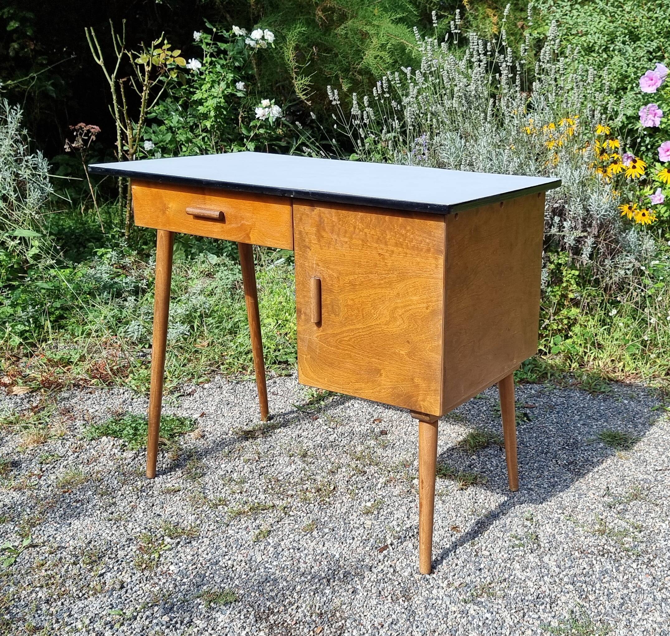 Scandinavian beech desk from the 70s