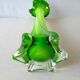 Vase corolle en verre soufflé double couche vert et blanc