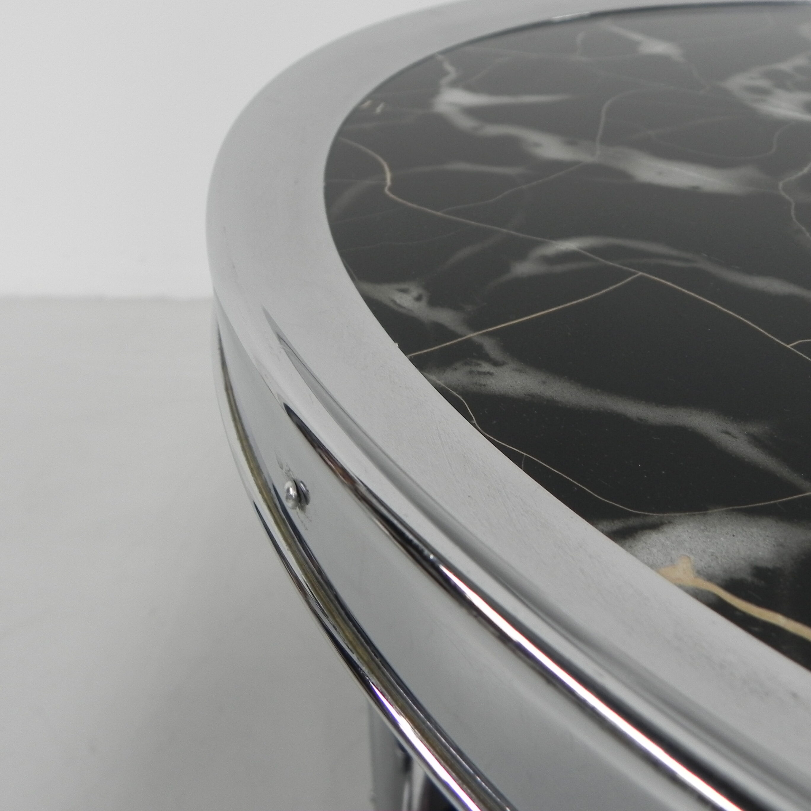 Art deco coffee table in bauhaus style with 2 glass tops and castors