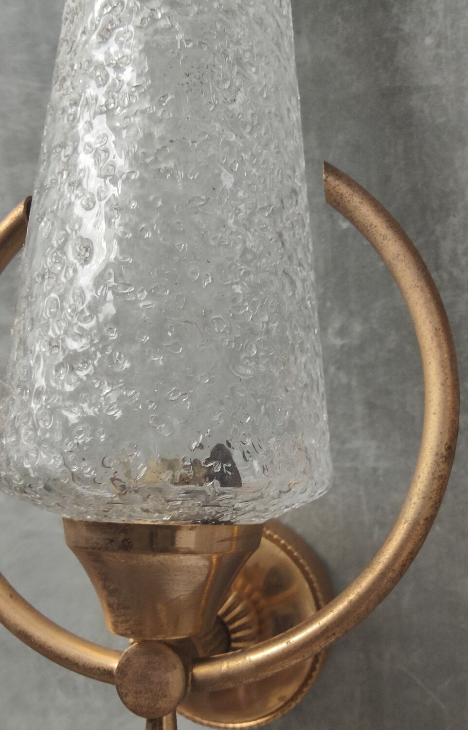 Paire appliques verre et métal doré