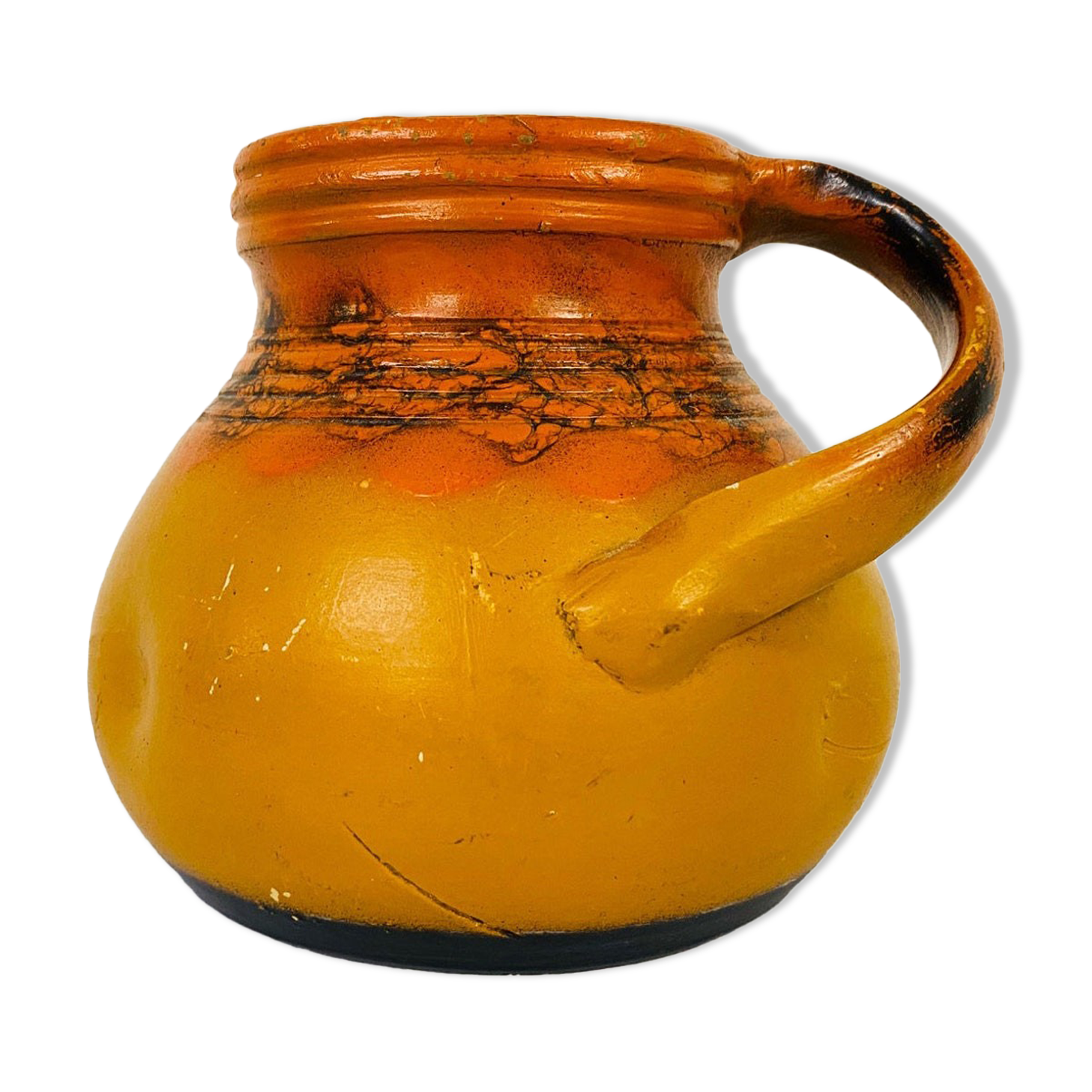 Ceramic art deco vase orange and ocher